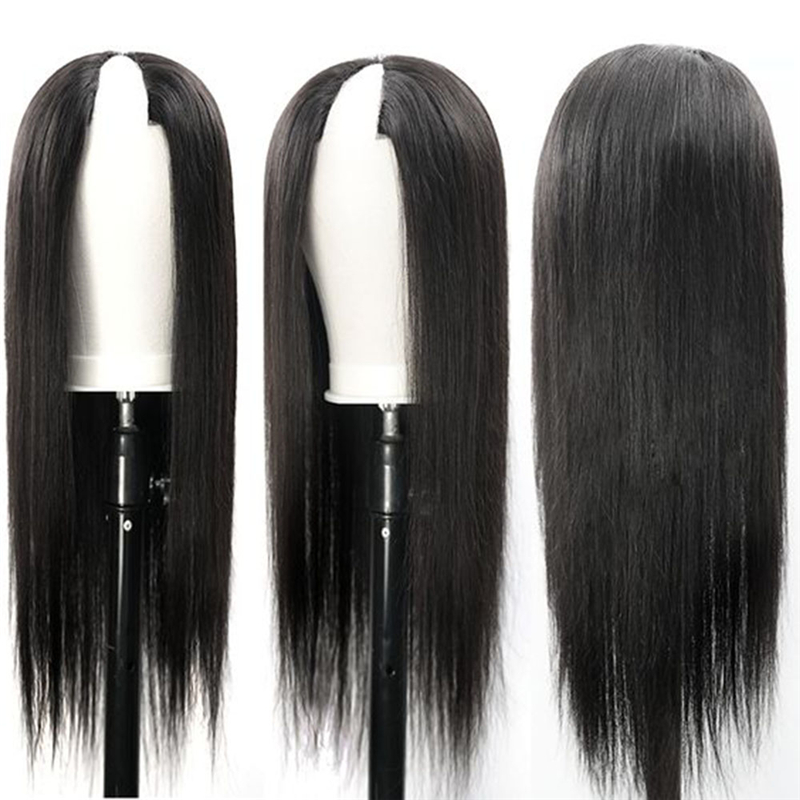 Virgin Human Hair Straight V Part Wigs - 图片 3